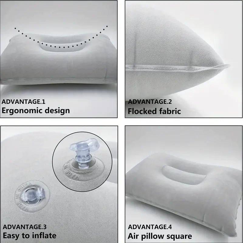 Inflatable Pillow for Travel, Office, Camping (1 or 2 pcs)